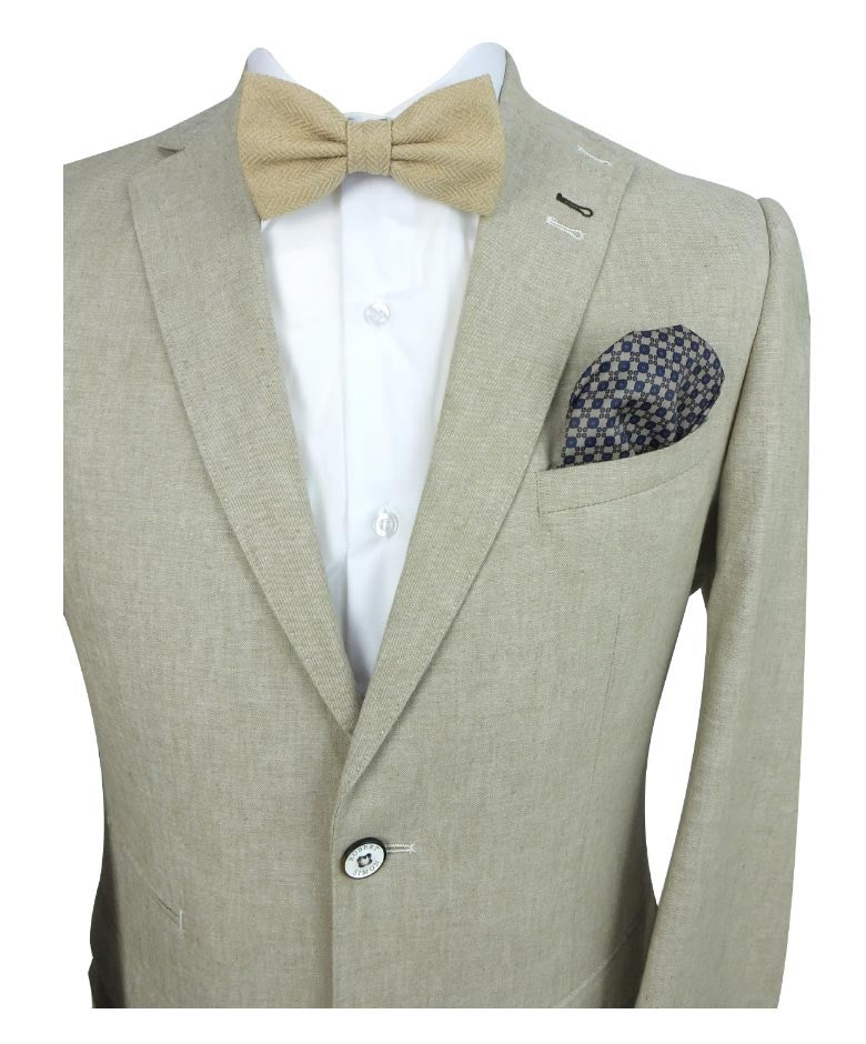 Costume en Lin Slim Fit pour Hommes - Style ETHAN - Beige