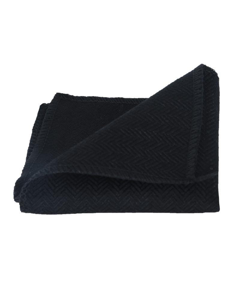 Mouchoir de Poche en Tweed à Motif Chevron pour Hommes et Garçons - Noir