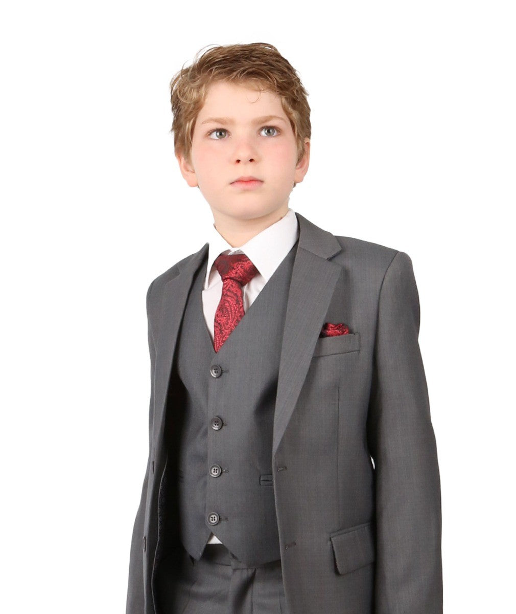 Boys Regular Italian Fit Grey Suit - Grey