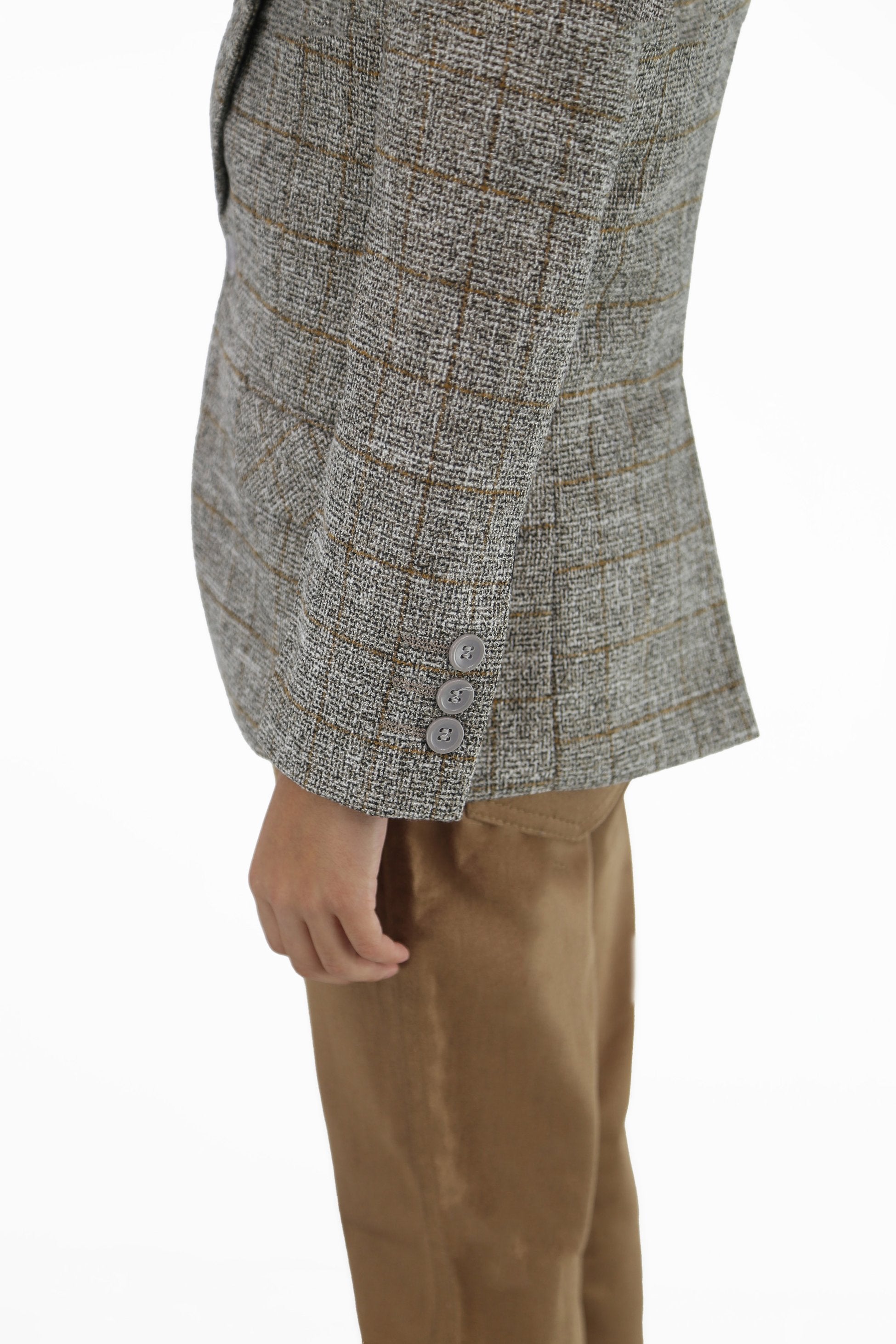 Blazer à Carreaux en Coton et Tweed pour Garçons - Beige