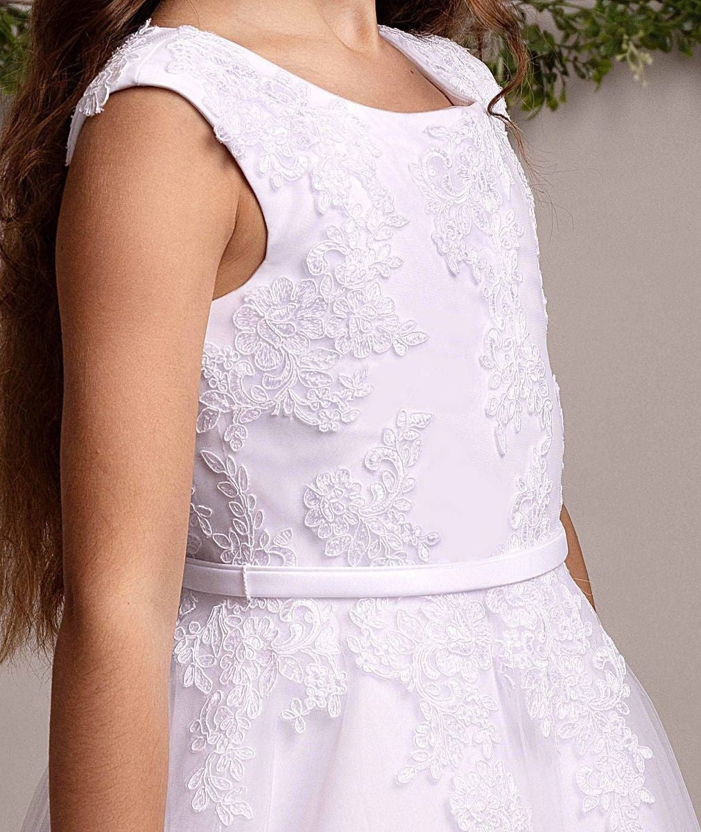 Robe en dentelle blanche longue pour filles - TIFFANY - Blanc