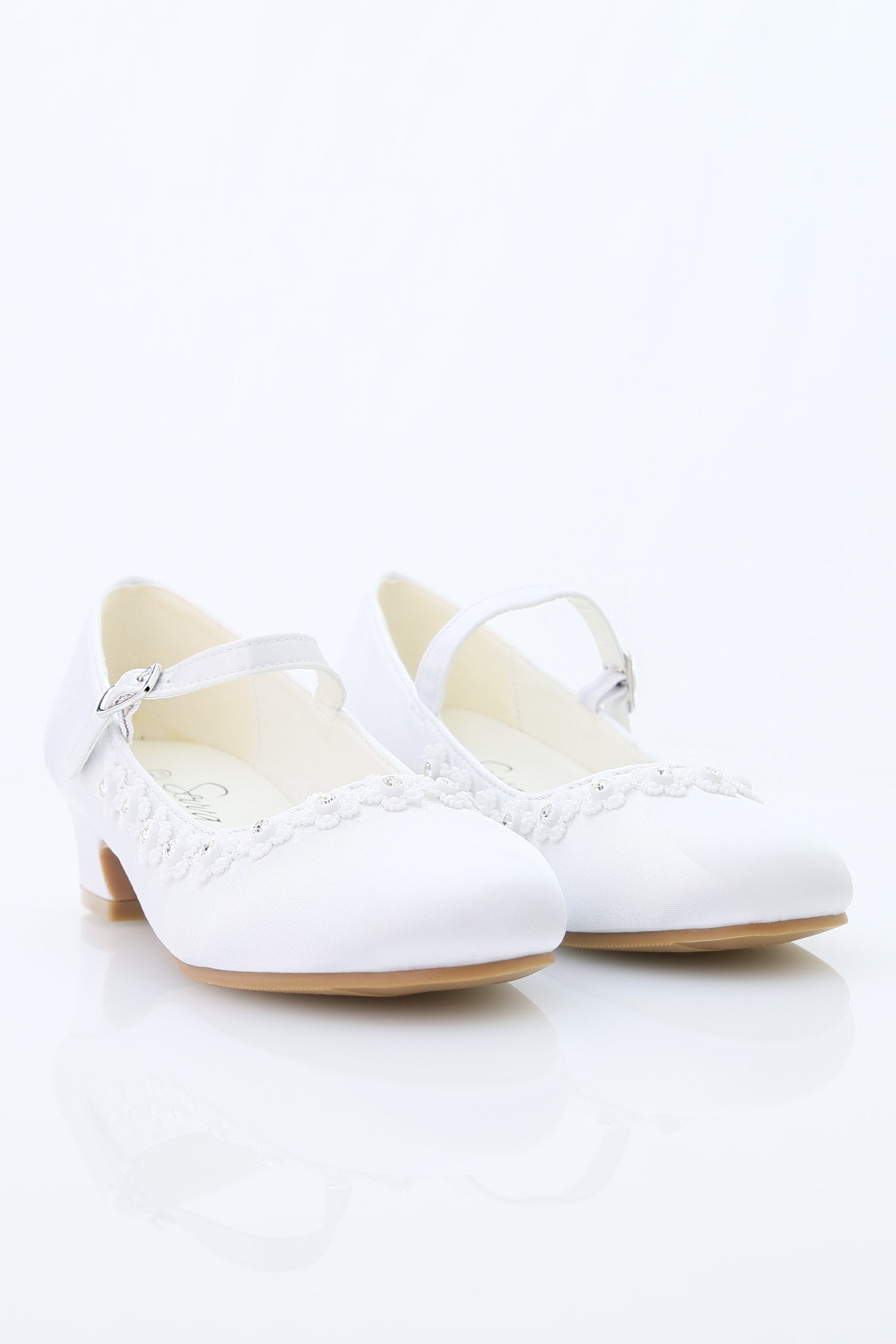 Chaussures Mary Jane en dentelle florale blanche pour filles - BETTY - Blanc