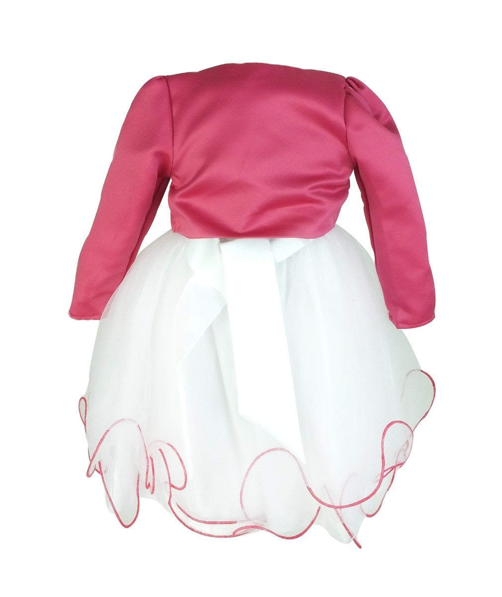 Robe de Baptême Mariée avec Boléro Papillon pour Filles - Blanc - Rose