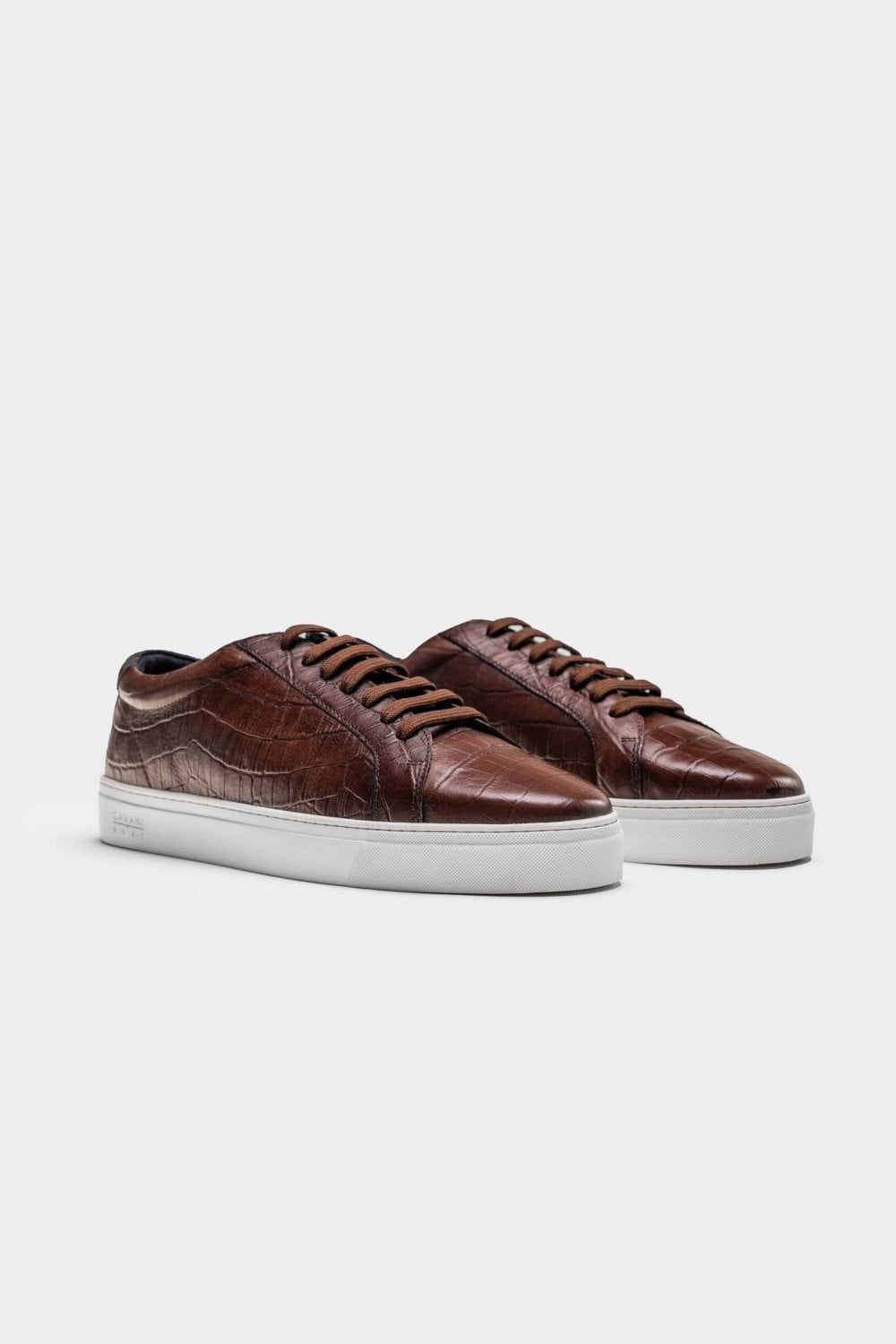 Sneakers en Cuir Véritable Crocodile à Lacets pour Homme - CROC - Brun