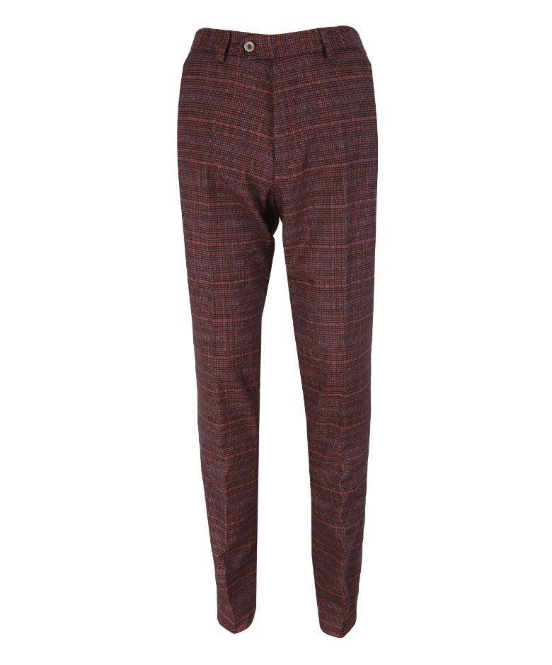 Pantalon en tweed ajusté à carreaux - CARLY Vin - Vin