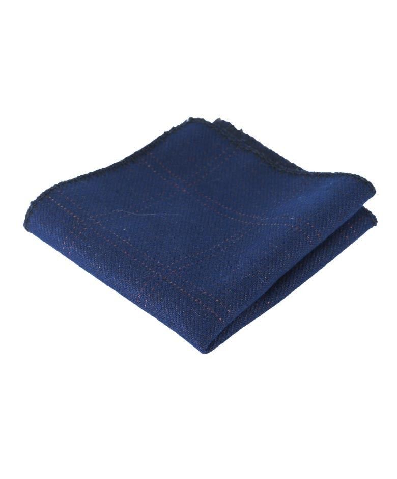 Boys & Men's Check Tweed Pocket Handkerchief - Navy Blue