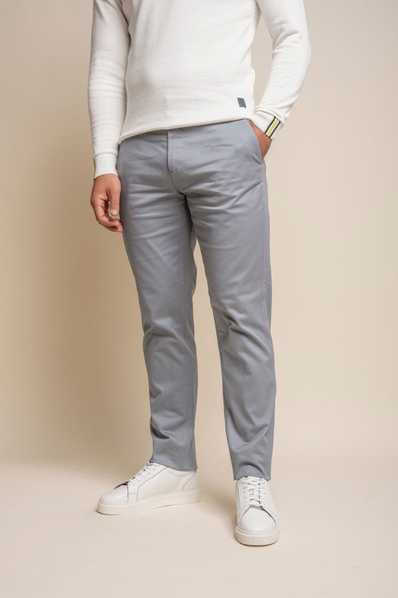 Men's Cotton Chino Trousers - DAKOTA - Arctic Grey