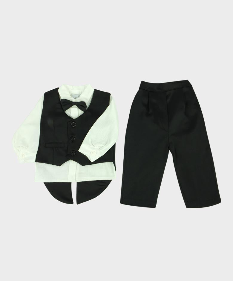 Baby Jungen Baumwoll Schwarzes Tuxedo-Set - Schwarz - Weiß