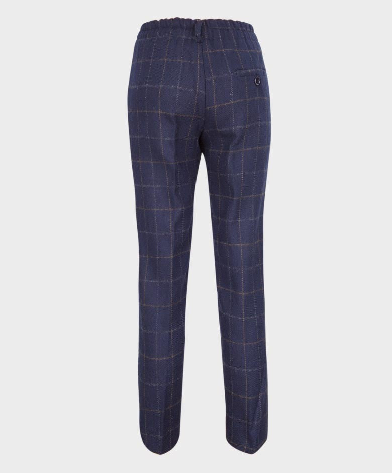 Pantalon à Carreaux Windowpane Bleu Marine pour Garçons - SHELBY - Bleu Marine