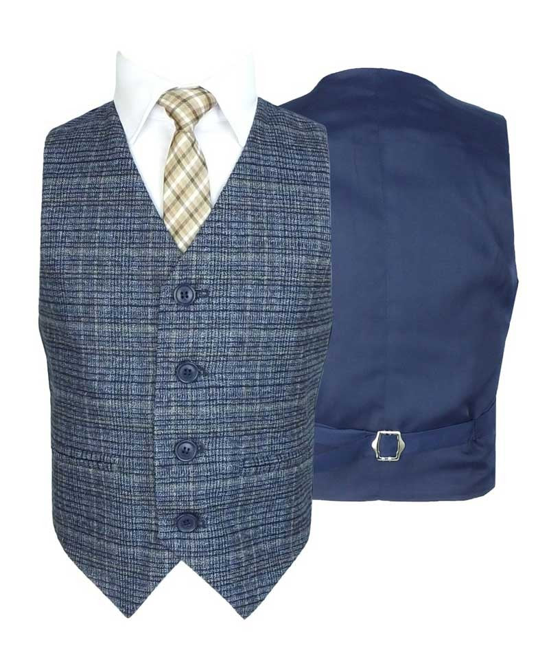 Ensemble Costume en Tweed à Carreaux Bleu Ciel pour Garçons - Bleu Ciel