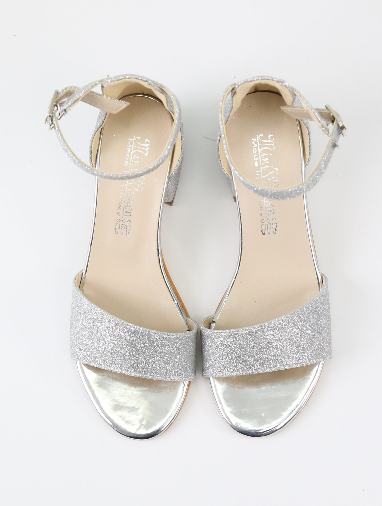 Sandales à Bloc Talon avec Bride à la Cheville pour Filles - SPARKLE - Argent