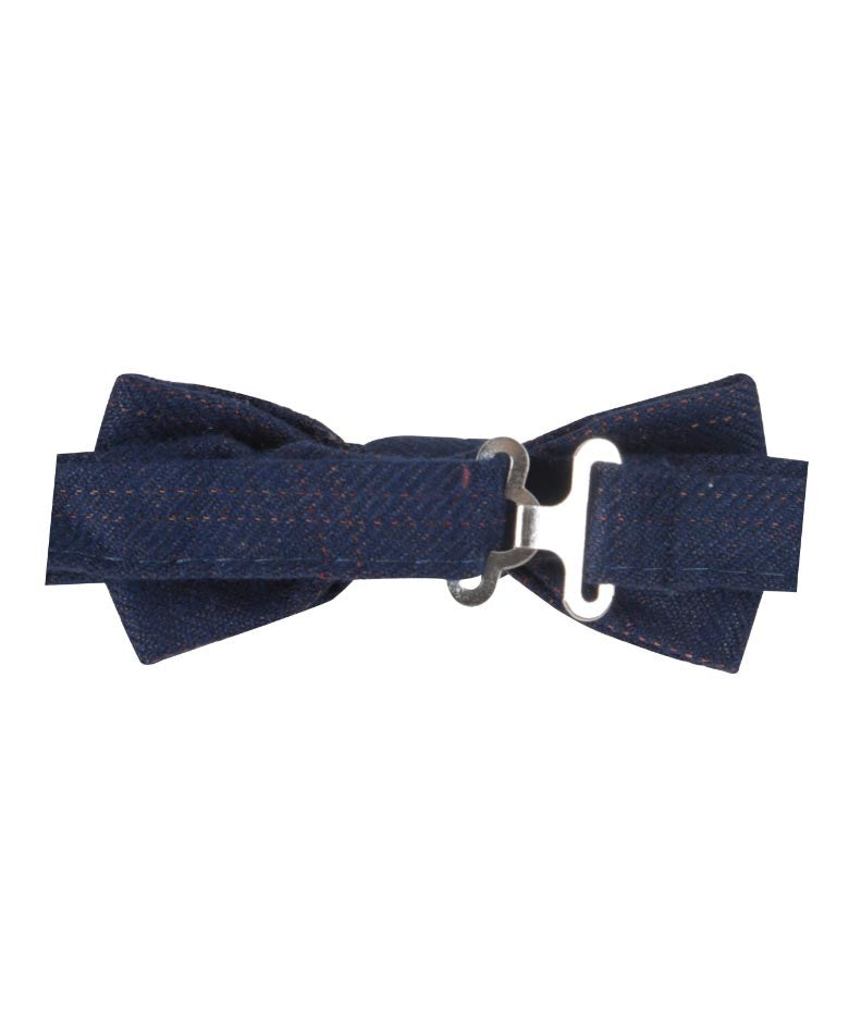 Boys & Men's Tweed Check Bow Tie Set - Navy Blue