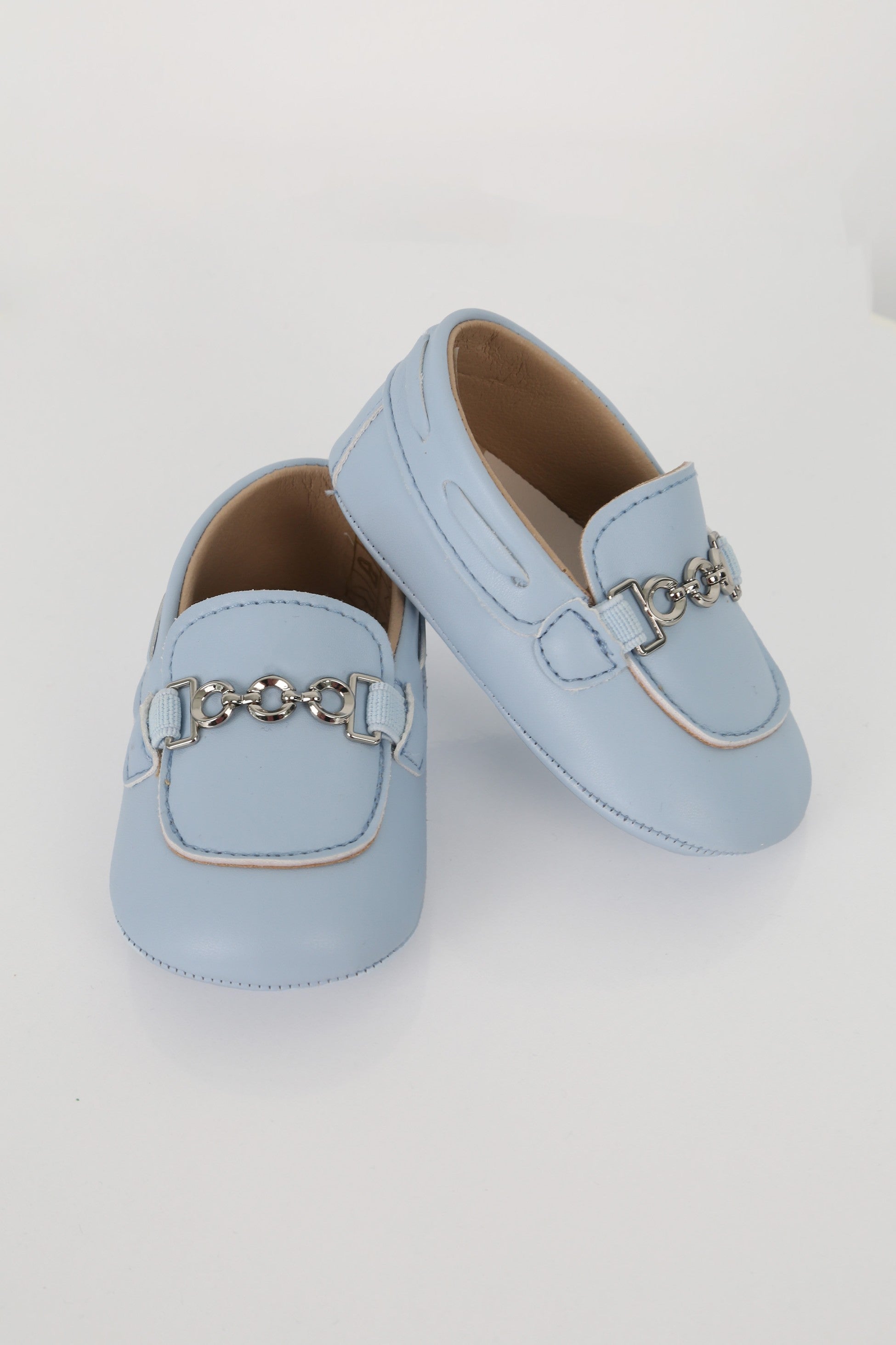 Mocassins Pré-Marchants avec Charme Métallique pour Garçons - ALDOLFO - Bleu Bébé