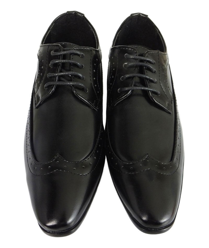 Chaussures Brogues à Bout Rond à Lacets pour Garçons - Noir