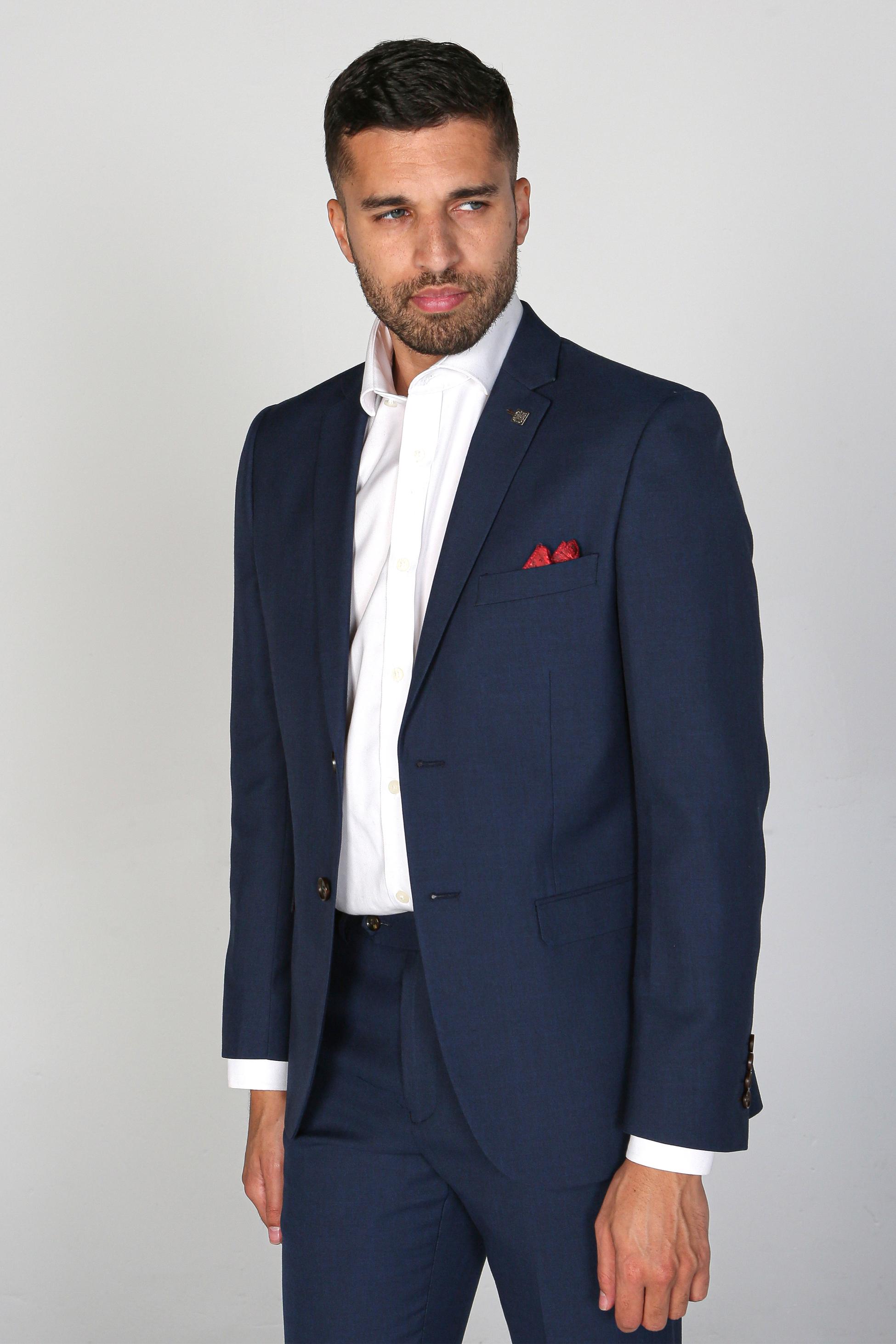 Veste de costume formelle ajustée pour hommes - CHARLES - Bleu Marine