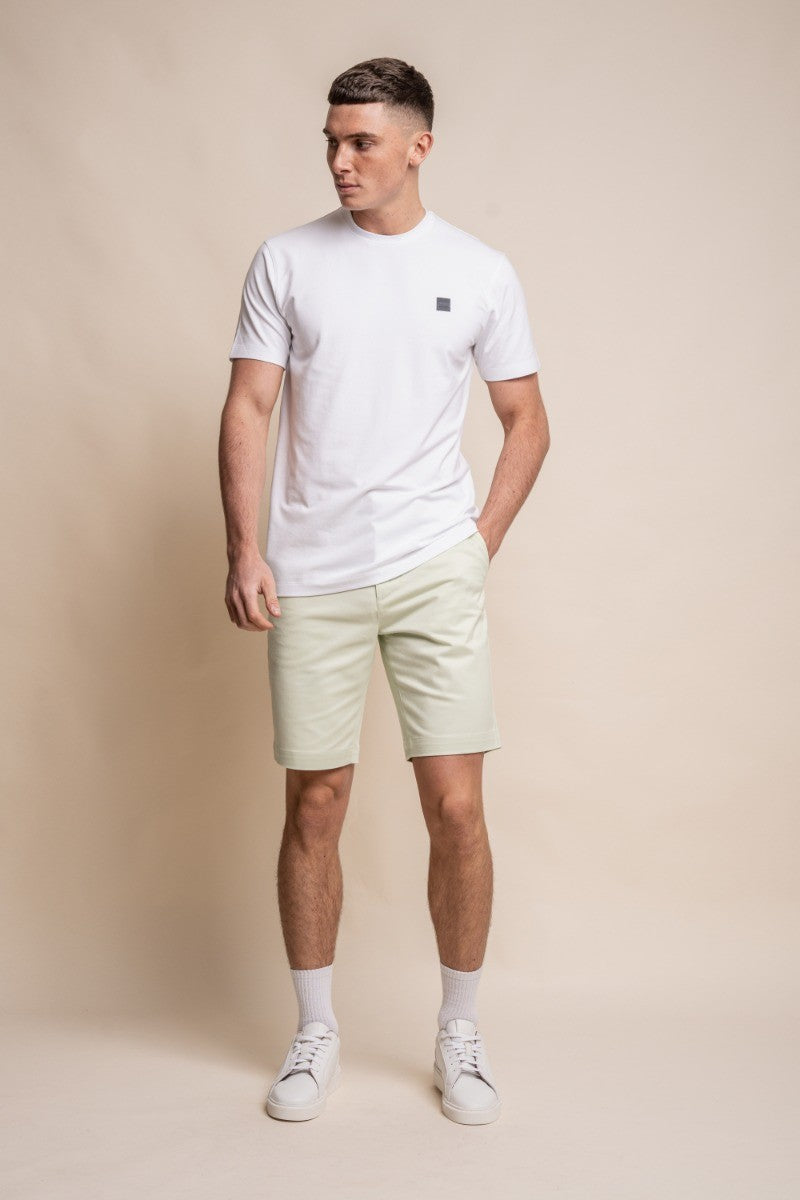 Herren Baumwolle Casual Slim Fit Chino Shorts - DAKOTA - Salbeicreme