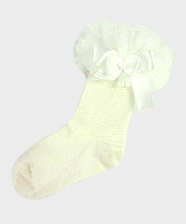 Baby Mädchen Rüschen Schleife Rüschen Socken - Elfenbein