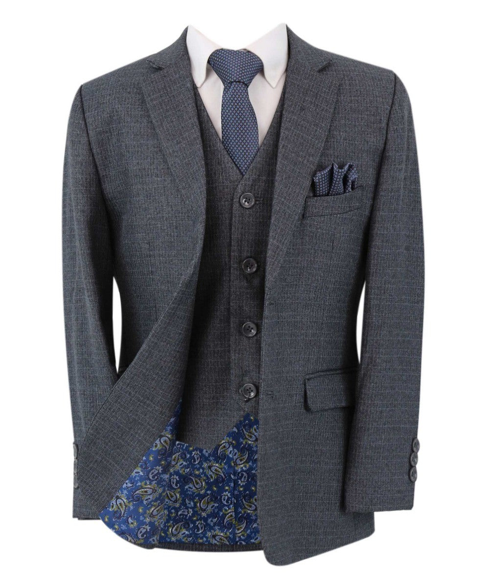 Costume en Tweed Tailored Fit pour Tailles Husky pour Garçons - JONATHAN Charbon - Gris Charbon