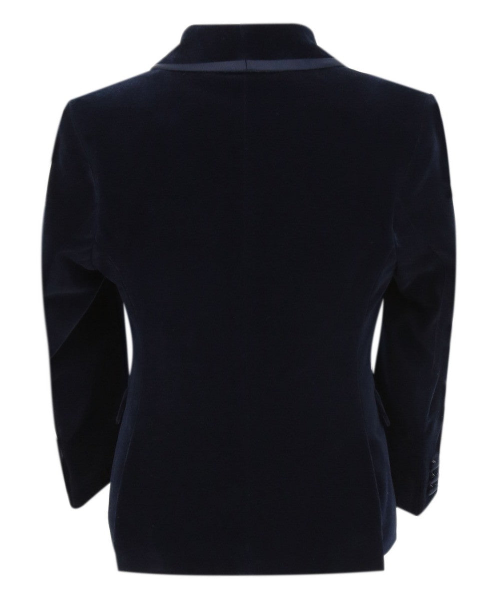 Costume de Smoking en Velours à Passepoil Slim Fit pour Garçons - LONDON - Bleu Marine