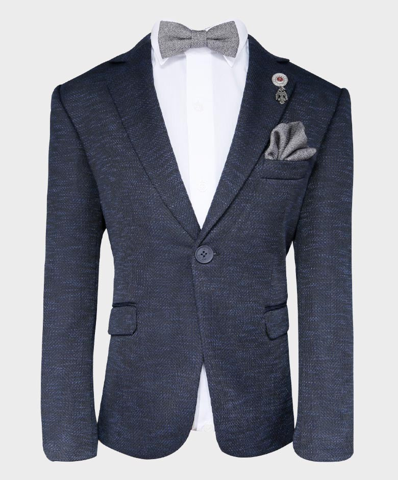 Blazer à Motifs Birdseye Tailored Fit pour Garçons - Bleu Foncé