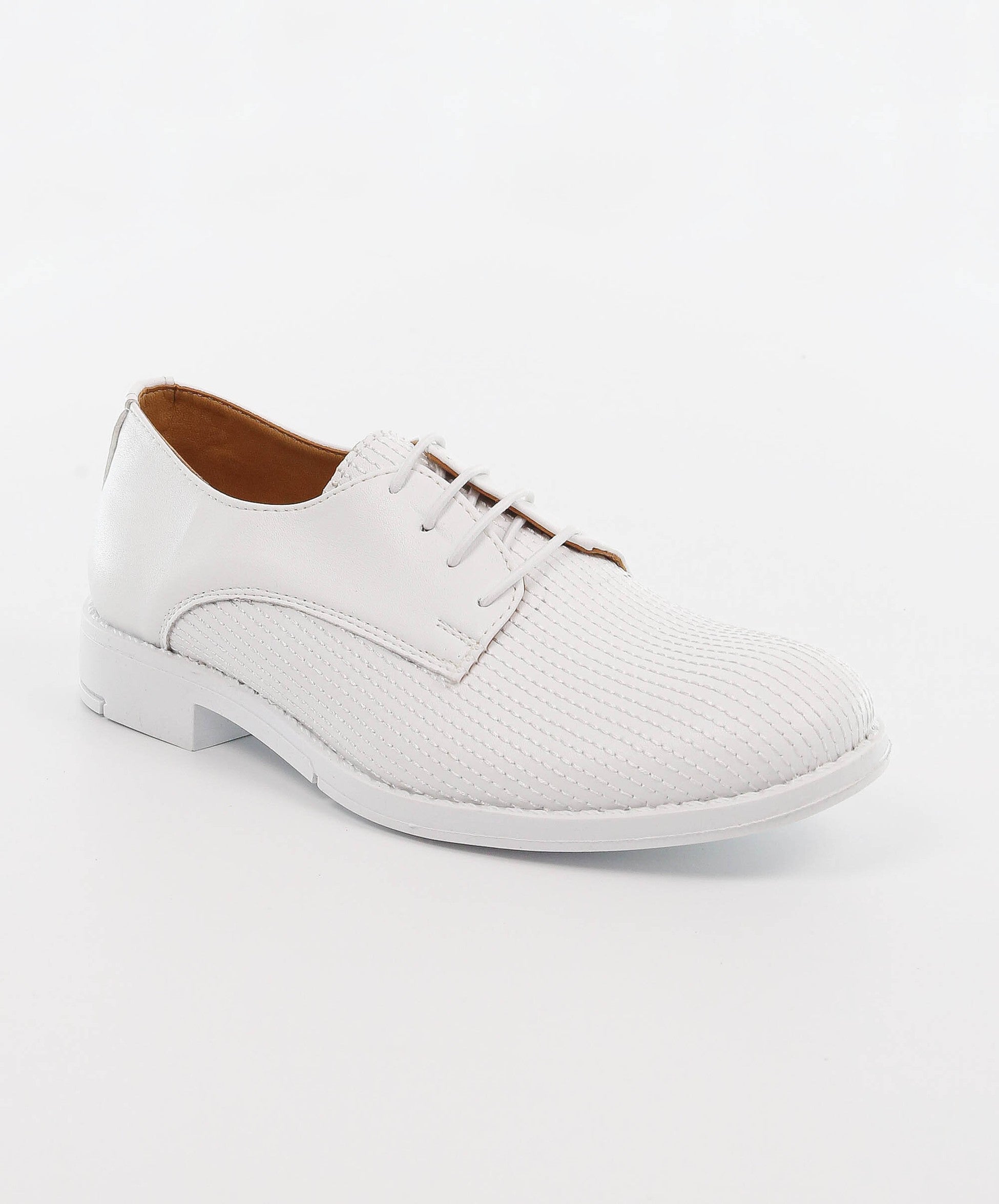 Chaussures Formelles en Cuir à Lacets pour Garçons - Blanc