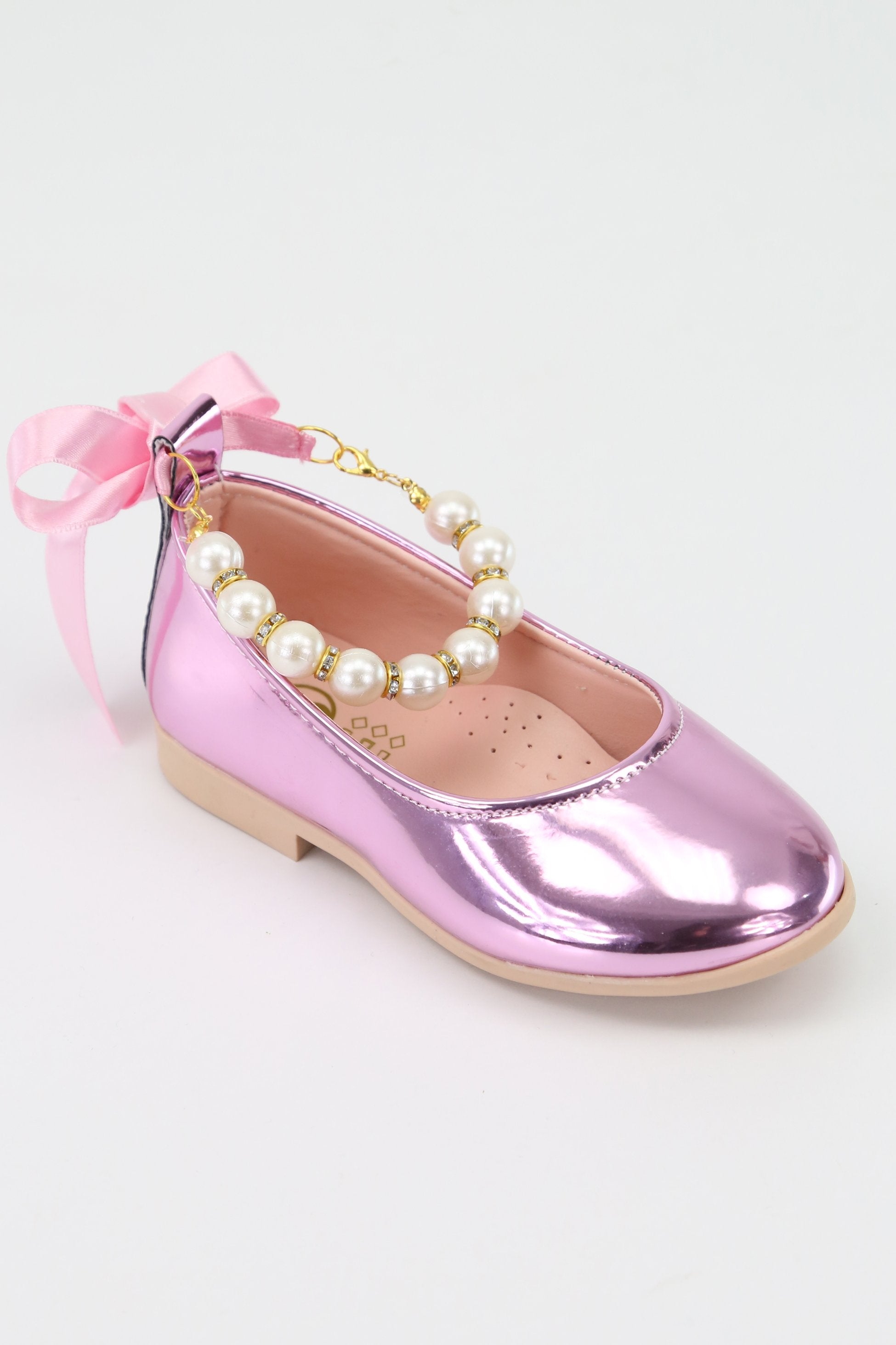 Mädchen Perlen & Band Slip-On Lack Mary Jane Schuhe - TEAN - Rosa