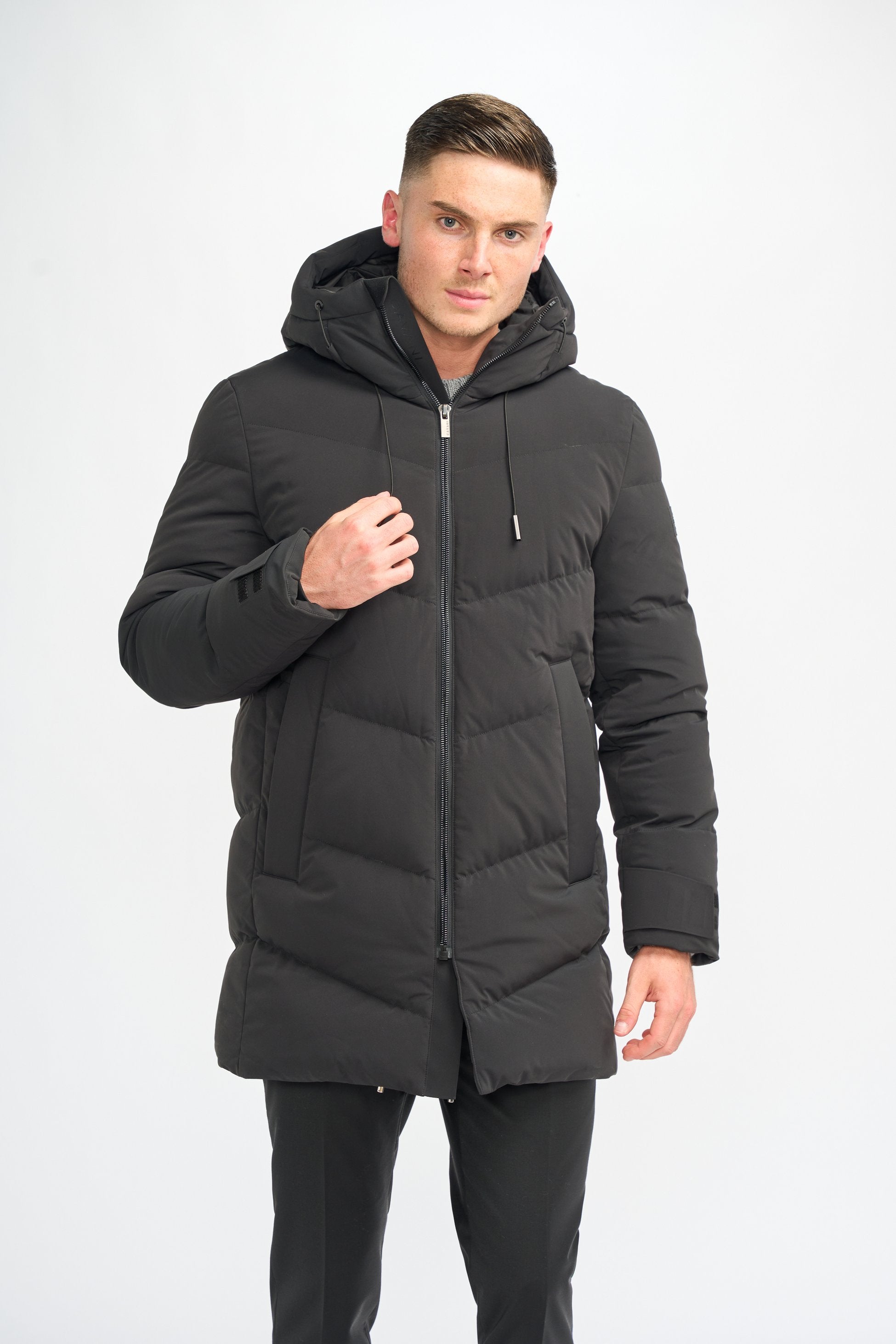 Herren Gequiltete Pufferjacke Wintermantel - FABINI - Schwarz