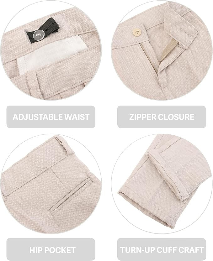 Ensemble de costume avec gilet texturé ajusté pour garçons, tenue formelle - Beige