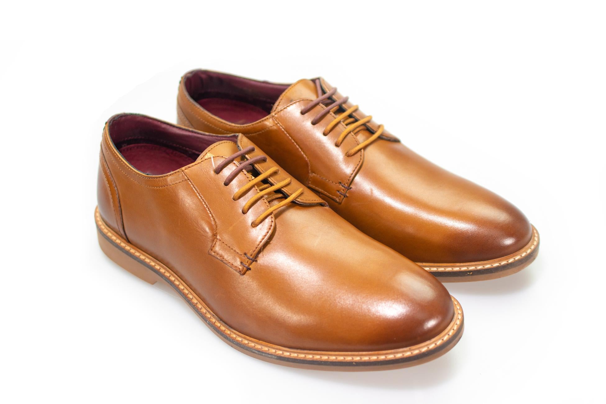 Men's Lace Up Derby Shoes - GOBI - Tan Brown