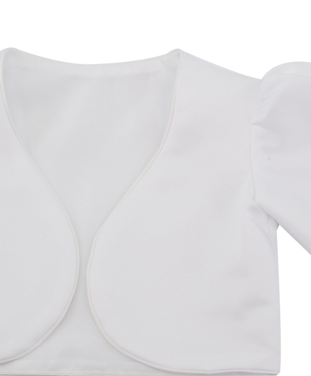 Girls Long Sleeves Bolero - White