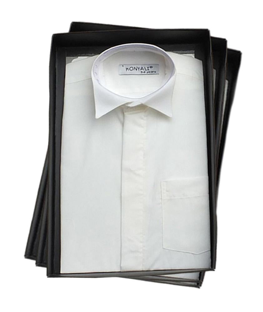 Chemise Formelle à Col Cassé en Coton pour Garçons - Ivoire