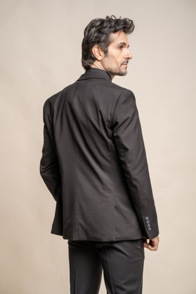 Veste de costume formel ajustée pour hommes - MARCO - Noir