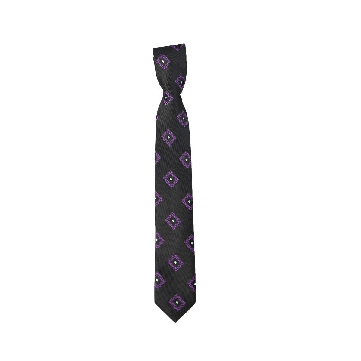 Ensemble Cravate et Pochette Formels à Motifs Mixtes pour Garçon – Noir Violet