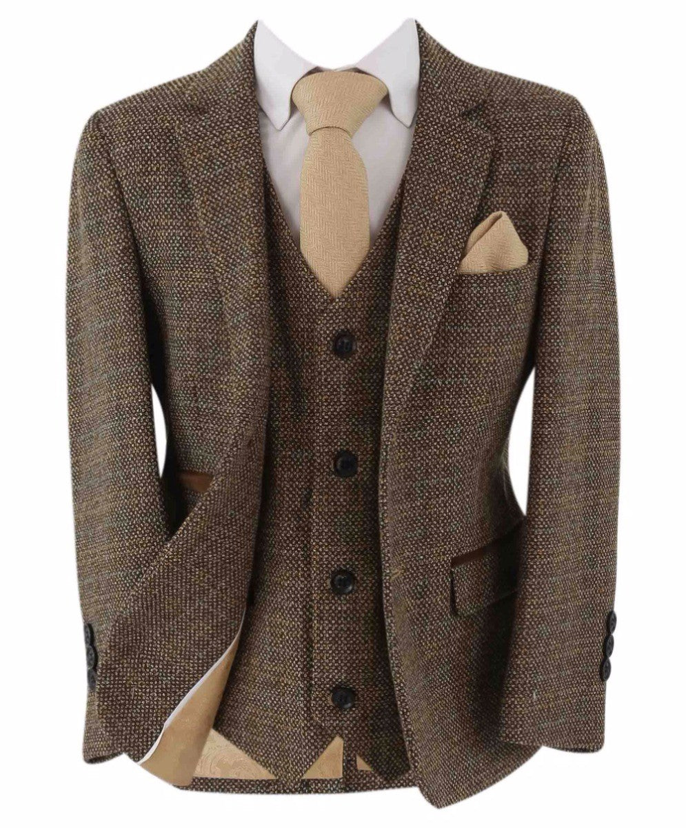 Costume Formel en Tweed Tailored Fit pour Garçons - Ralph - Marron