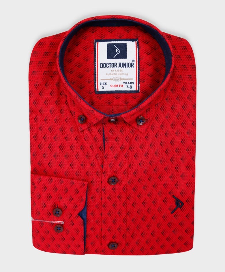 Chemise à Imprimé Slim Fit pour Garçons - Rouge