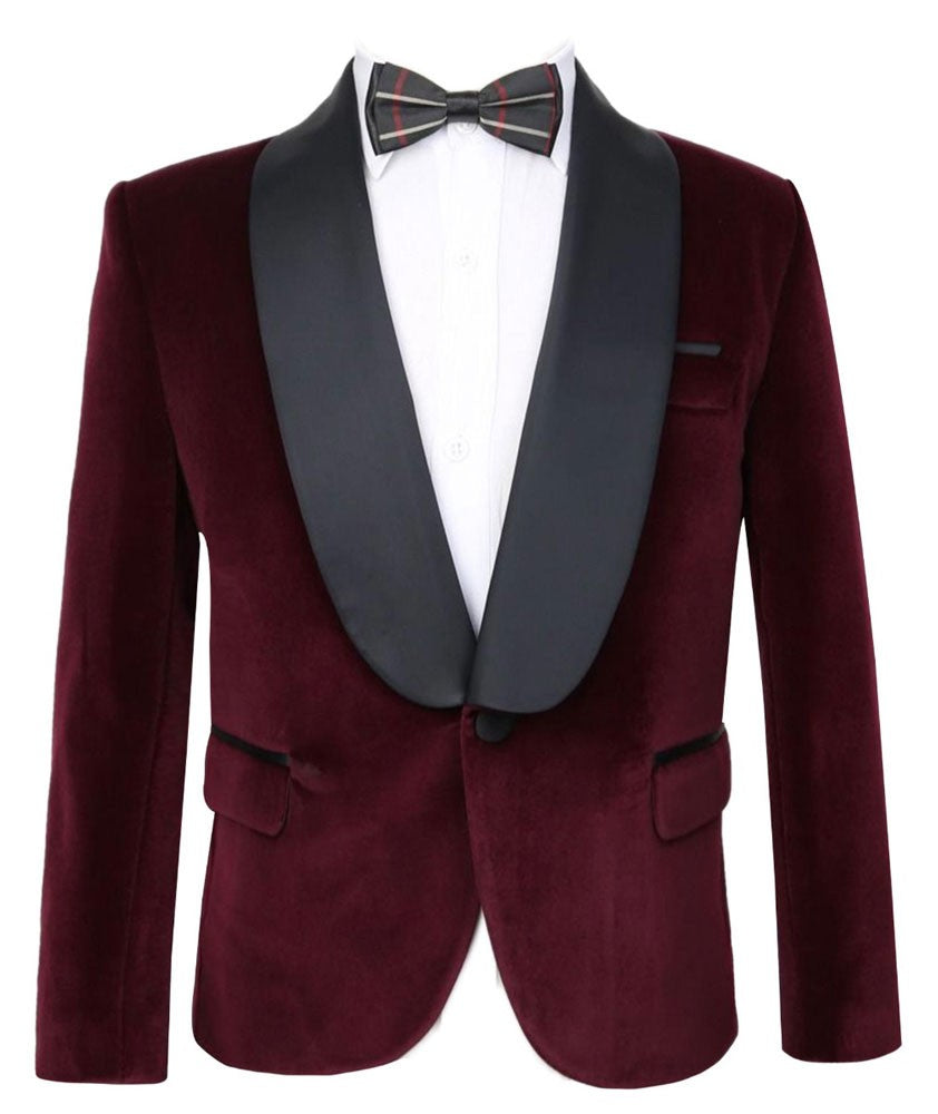 Ensemble de Blazer Tuxedo en Velours pour Garçons - KINGSMAN - Bordeaux