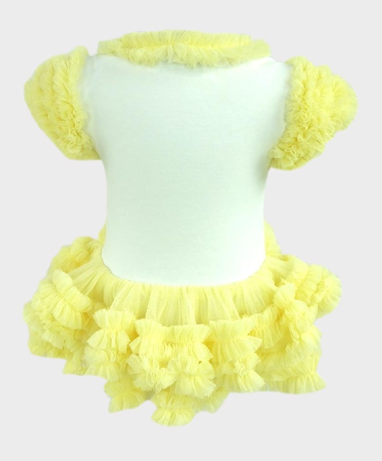 Bodysuit Tutu en Tulle et Coton pour Fillettes - Jaune Citron