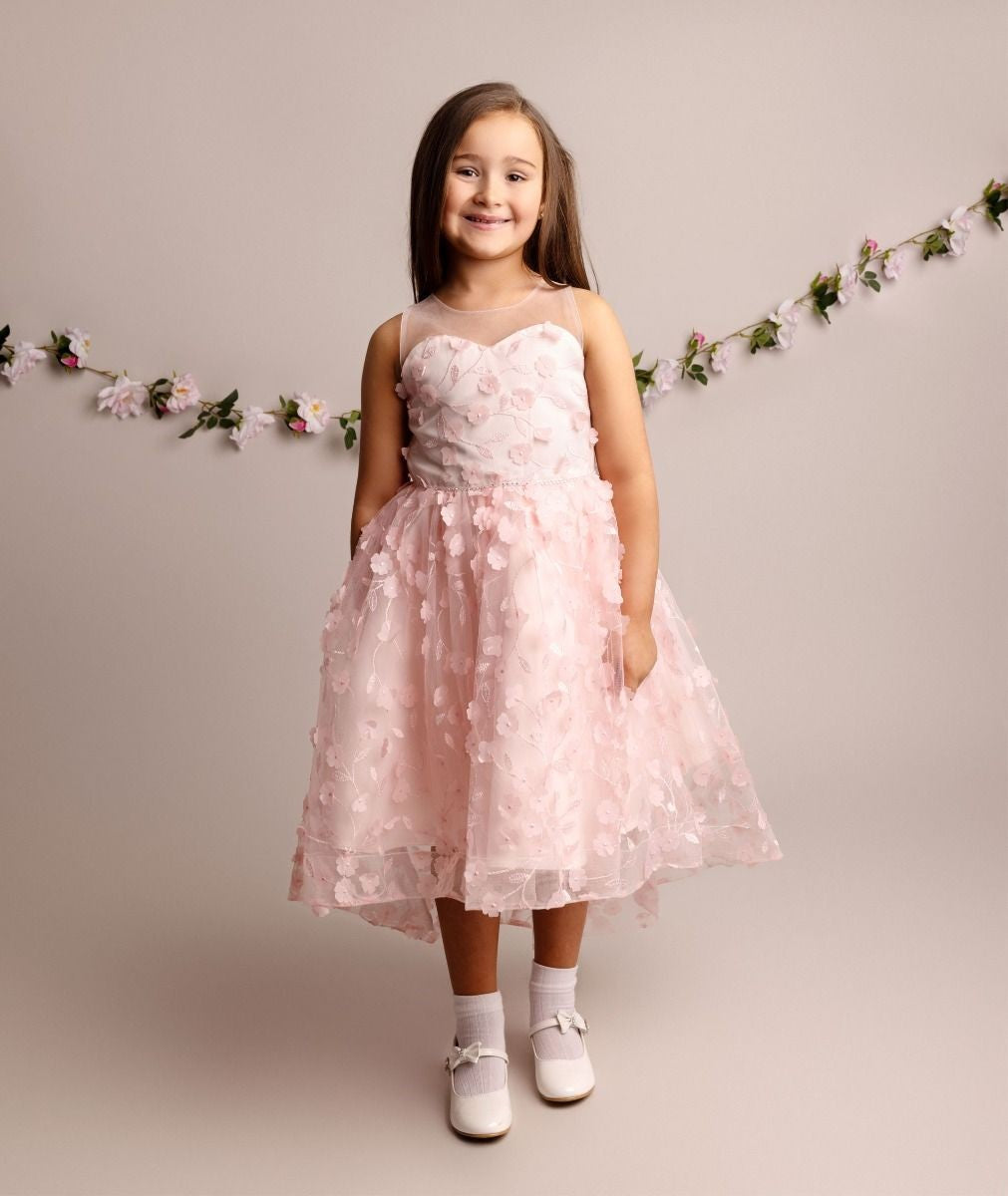 Robe à fleurs pour filles - COURTNEY - Rose