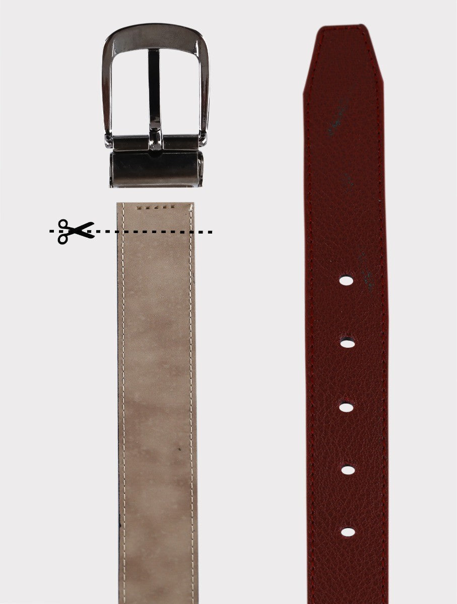 Boys Adjustable Leather Belt - Burgundy