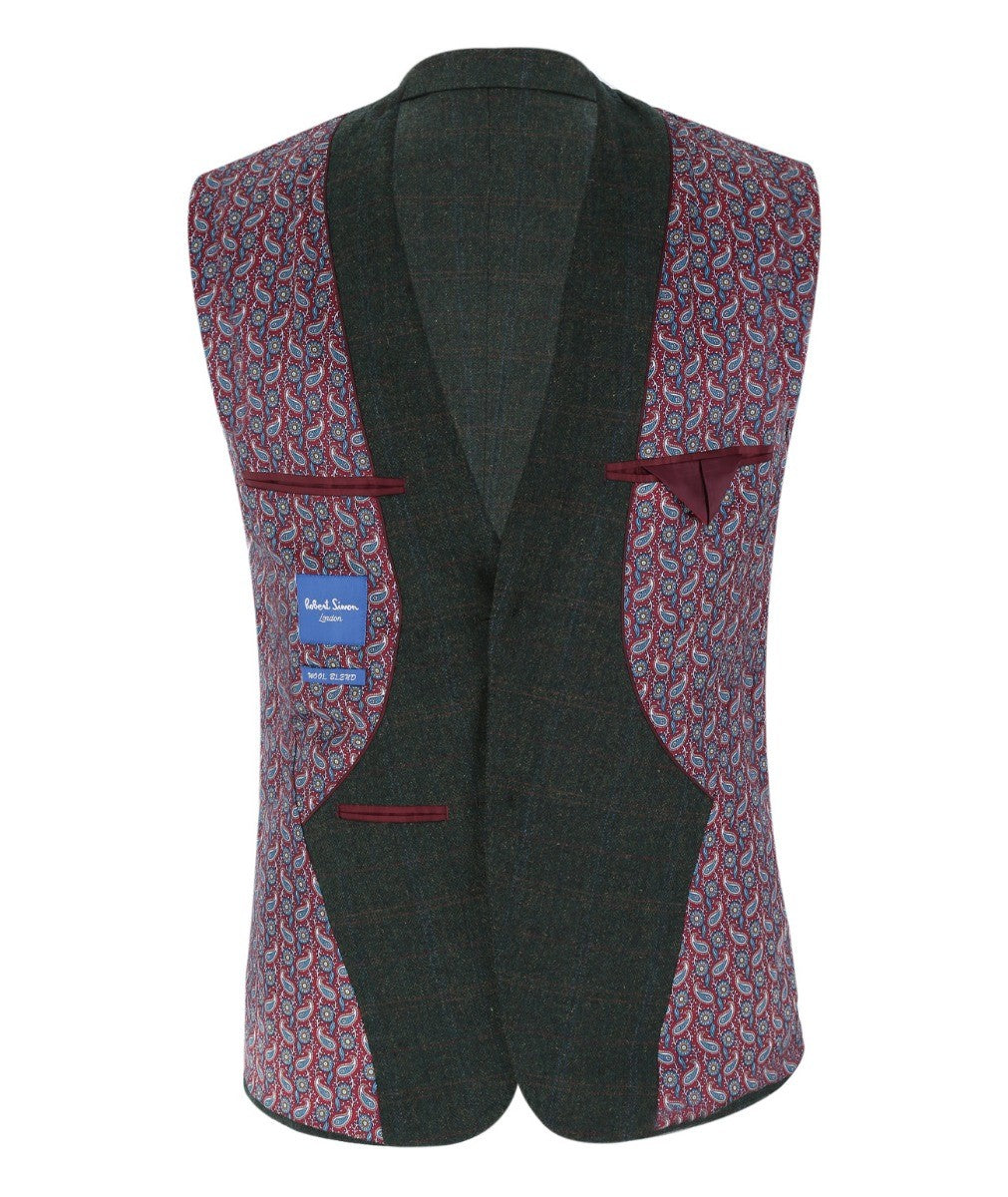 Veste de Costume en Tweed à Motif Check Tailleur pour Homme - JOSHUA Green - Vert