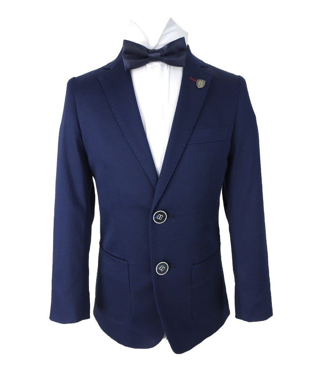 Jungen Slim Fit Baumwoll Blazer - Marineblau