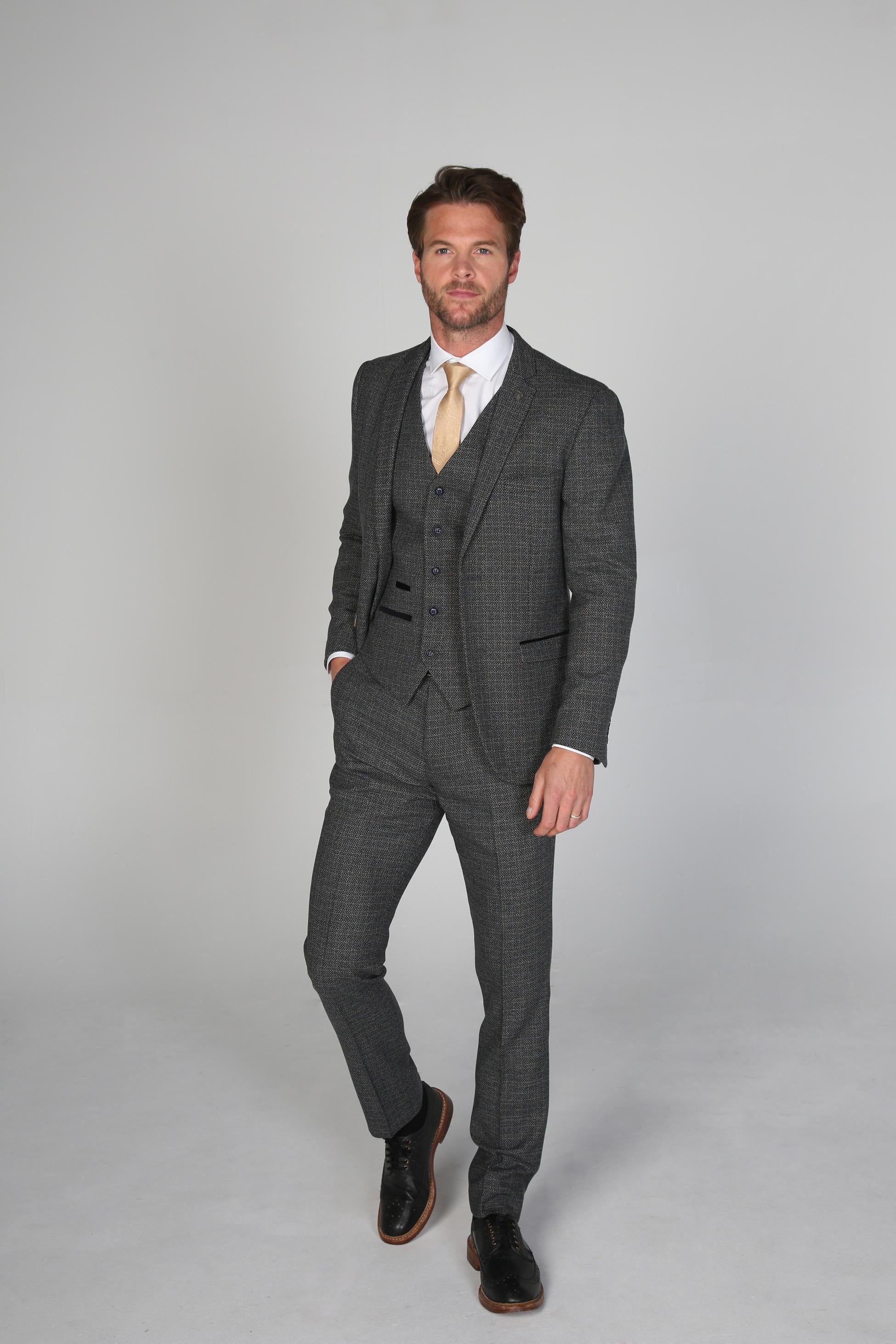 Costume Formel Style Tweed Tailored Fit pour Homme - RALPH - Gris