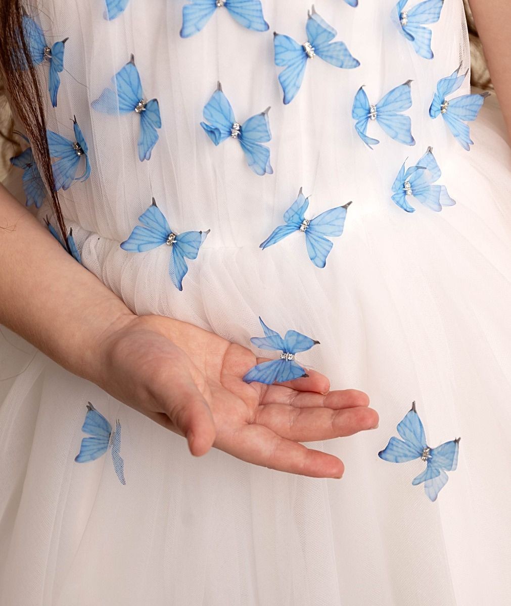 Robe en tulle avec appliqués de papillon pour filles - PARIS - Bleu