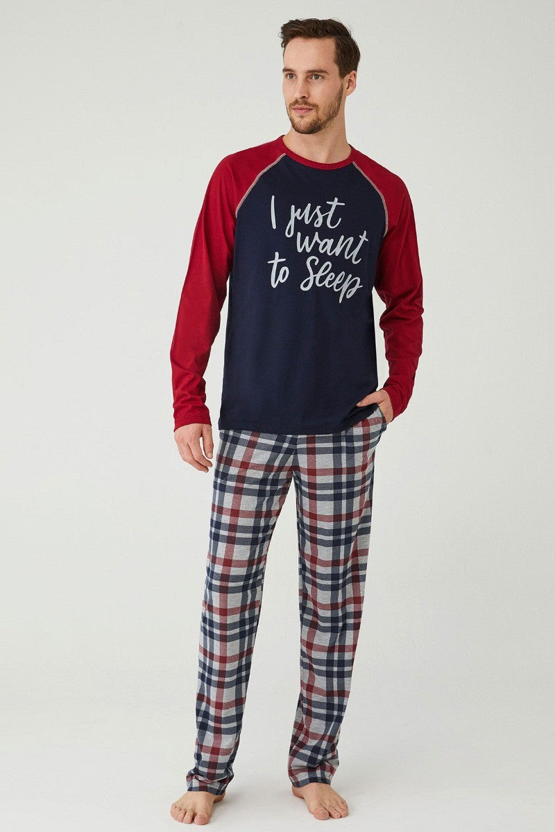 Pyjama Confortable en Coton pour Homme - Bordeaux