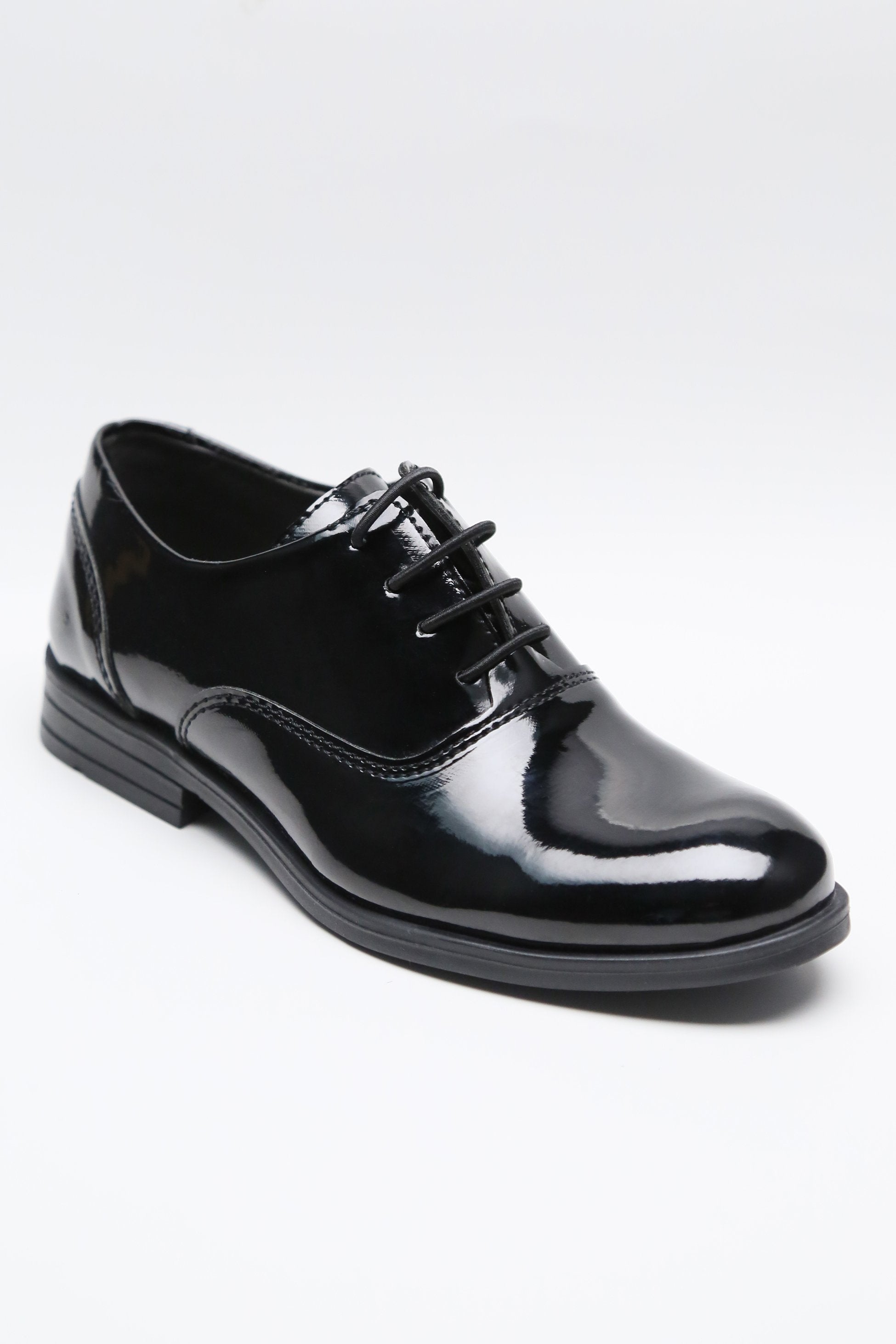 Boys’ Patent Black Lace-Up Oxford Formal Shoes - Regal - Black