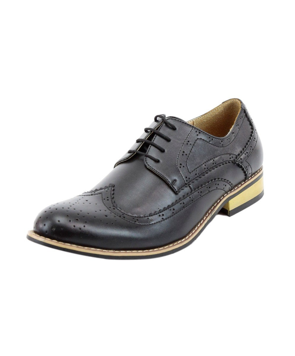 Herren Schnürsenkel Leder Wingtip Brogue Schuhe - Schwarz