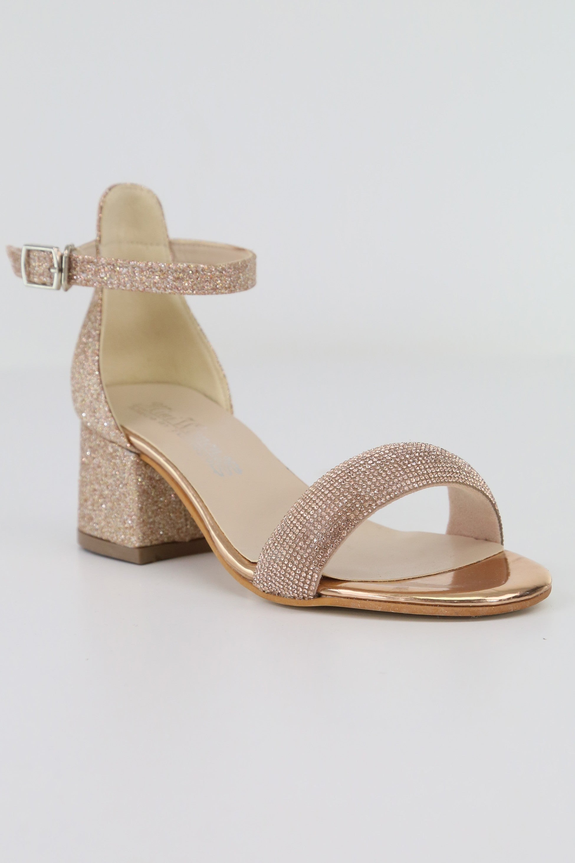 Mädchen Strass Blockabsatz Sandalen - LARA - Gold