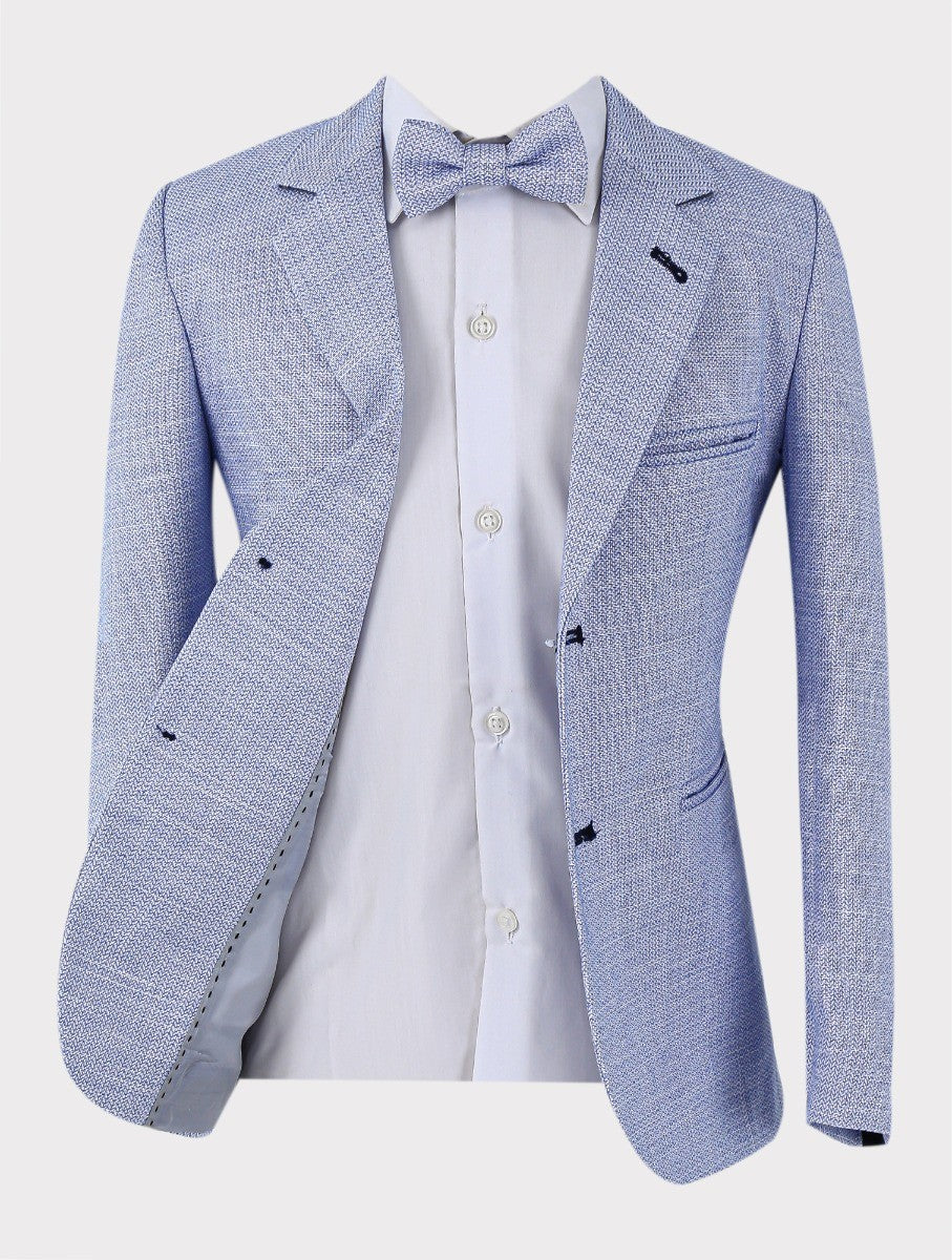 Boys Tweed-Like Blue Suit - CARTER - Blue