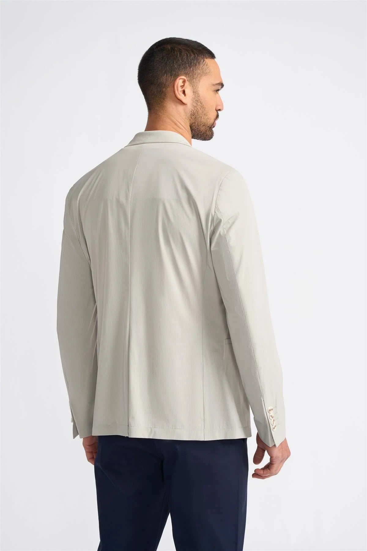 Veste en Tissu Tissé à Rayures Grises pour Homme - OSLO - Gris Pierre