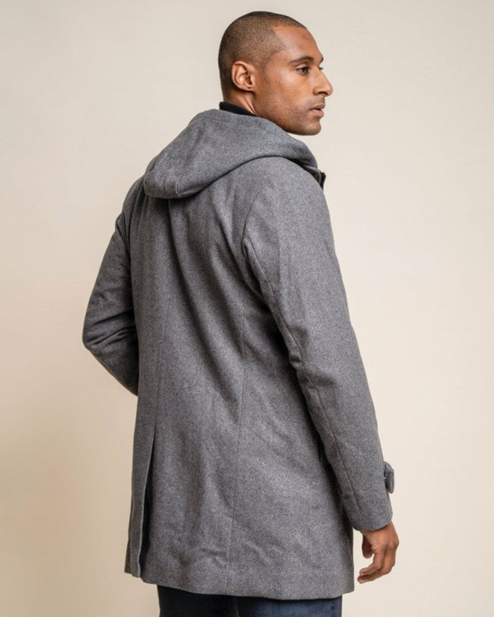 Manteau à capuche en laine mélangée pour hommes - MICHIGAN - Gris vieilli